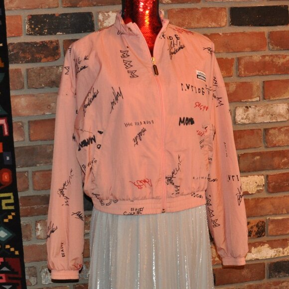 Adidas RYV Originals Trefoil Graffiti Printed Track Top Jacket Pink L - Picture 4 of 8
